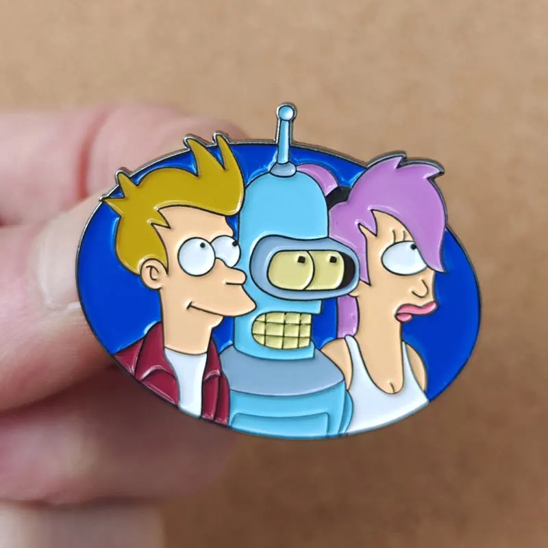 Alfileres esmaltados de dibujos animados de Anime Futurama, Philip J. Broche de Metal Fry, insignia, joyería de moda, accesorios de mochila, regalos