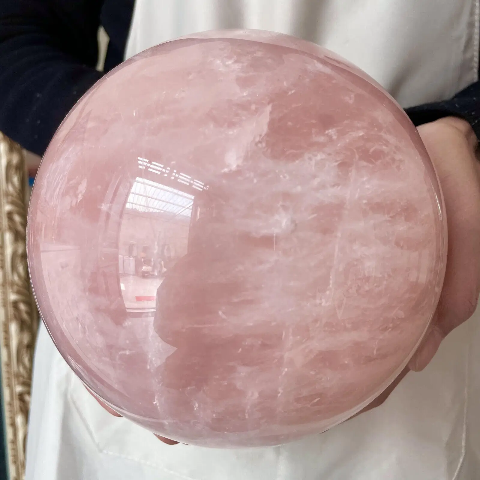 Natural Rose Quartz Sphere Crystal Ball Reiki Healing