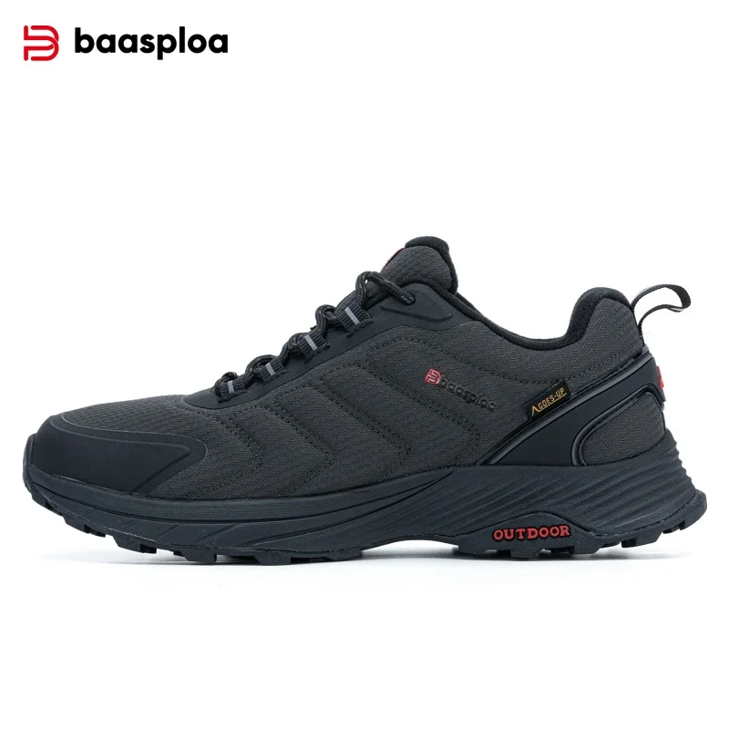 Baasploa Men Hiking Shoes Wear-Resistant Non-slip Outdoor Sneakers Fashion Anti Splash Water Light Male Casual Walking Shoes