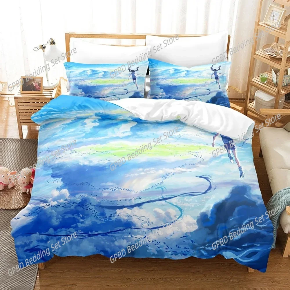 New Anime Weathering with You Comfortable Duvet Quilt Cover Pillowcase Bedding Set Children Bedroom Decoration Home Textile