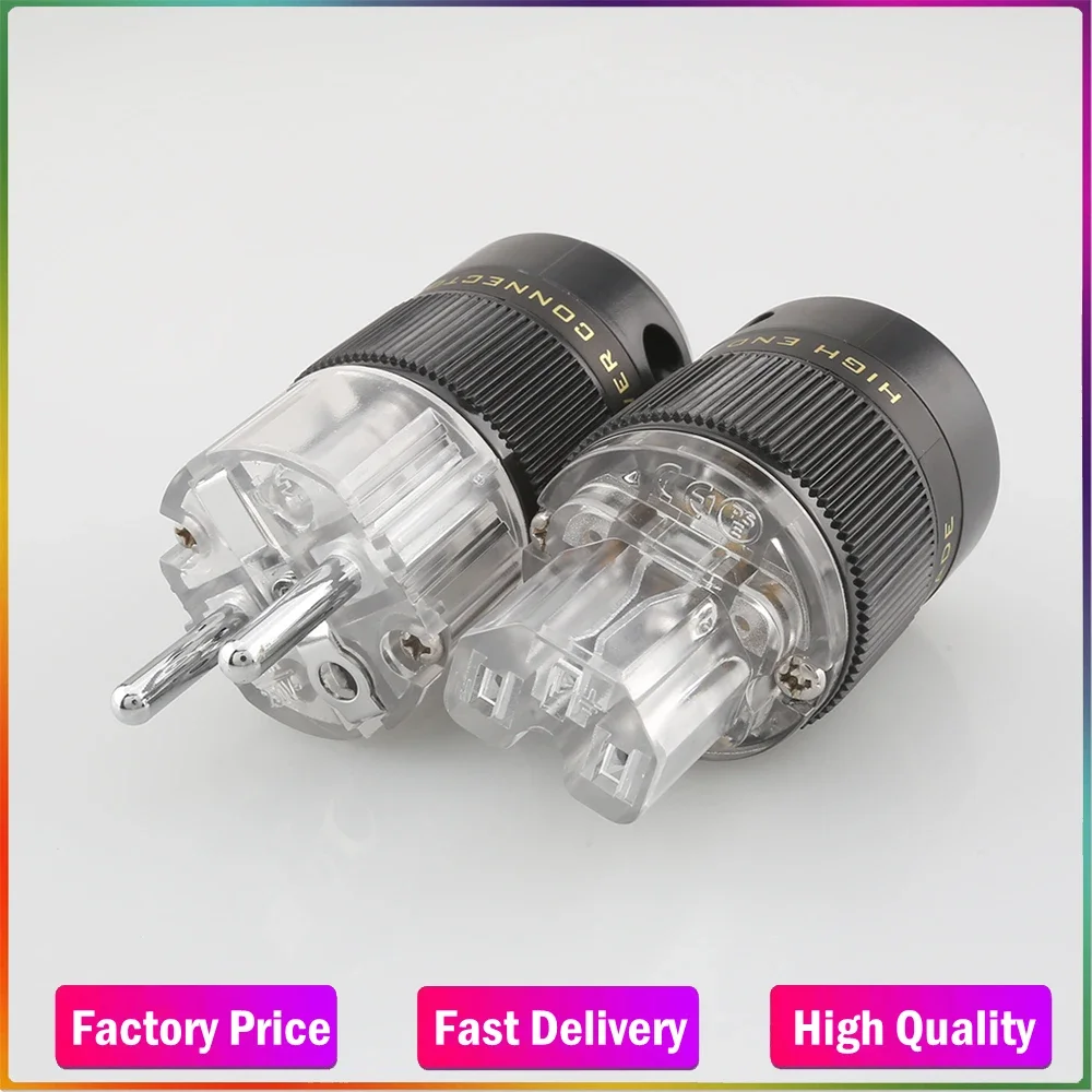 Audiocrast Silver Or Rhodium Plated Schuko Power Connector Audiophile DIY Mains Cord Plug HIFI European