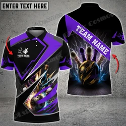 Bowling And Pins Multicolor Option Customized Name 3D Printed Men's Polo Shirt Summer Street Unisex Casual Polo shirt WK106