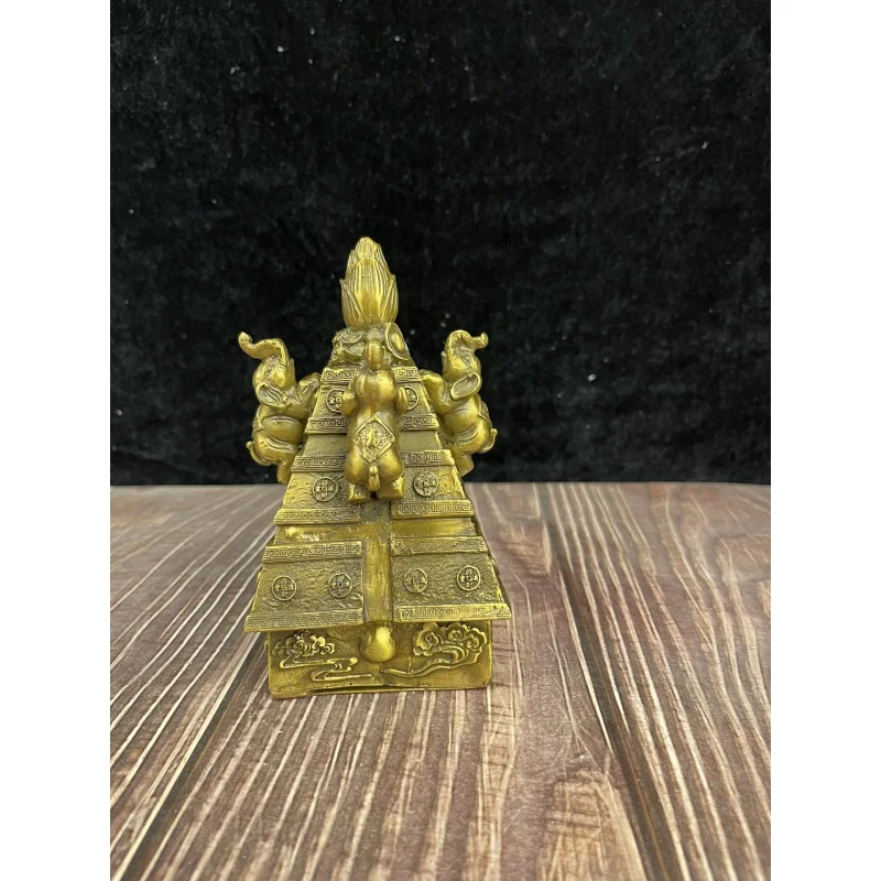 

Brass Wealth Elephant High-Rise Lotus Tower Decoration Copper Elephant Lotus Money Home Office Opening-up Housewarming Gifts