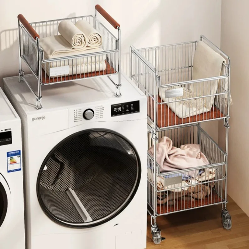 Trolley Cool Laundry Hamper Large 2 Sections Washing Bathroom Laundry Baskets Wheels Toy Cesta Para Ropa Sucia House Accessories