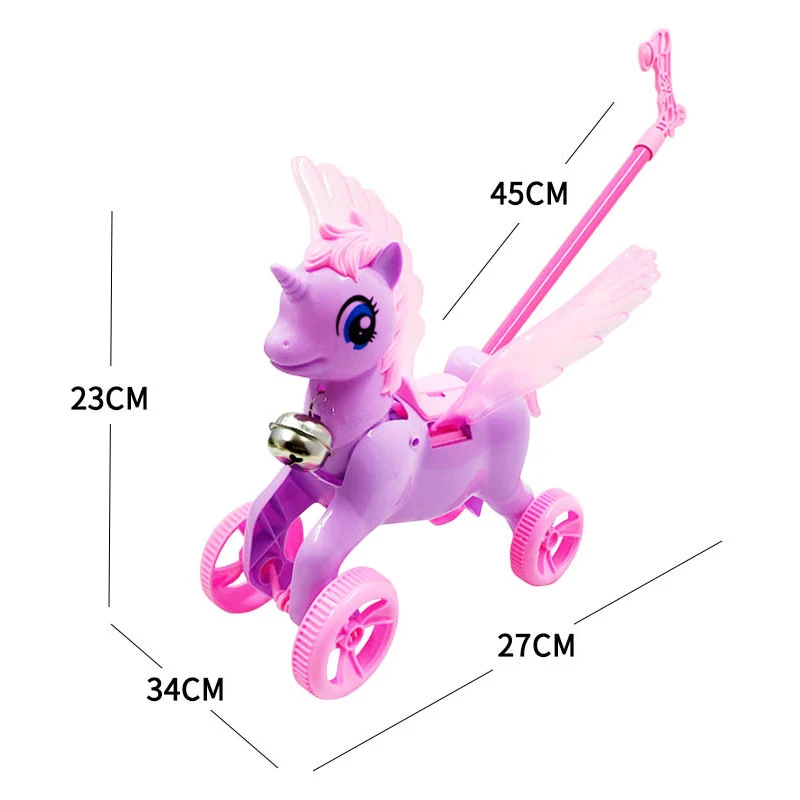 Cartoon Nette Hand Push Pegasus Kinder Haus Sound Cartoon Pegasus Kinderwagen Spielzeug eltern-kind-Interaktion Frühen Bildung Walker