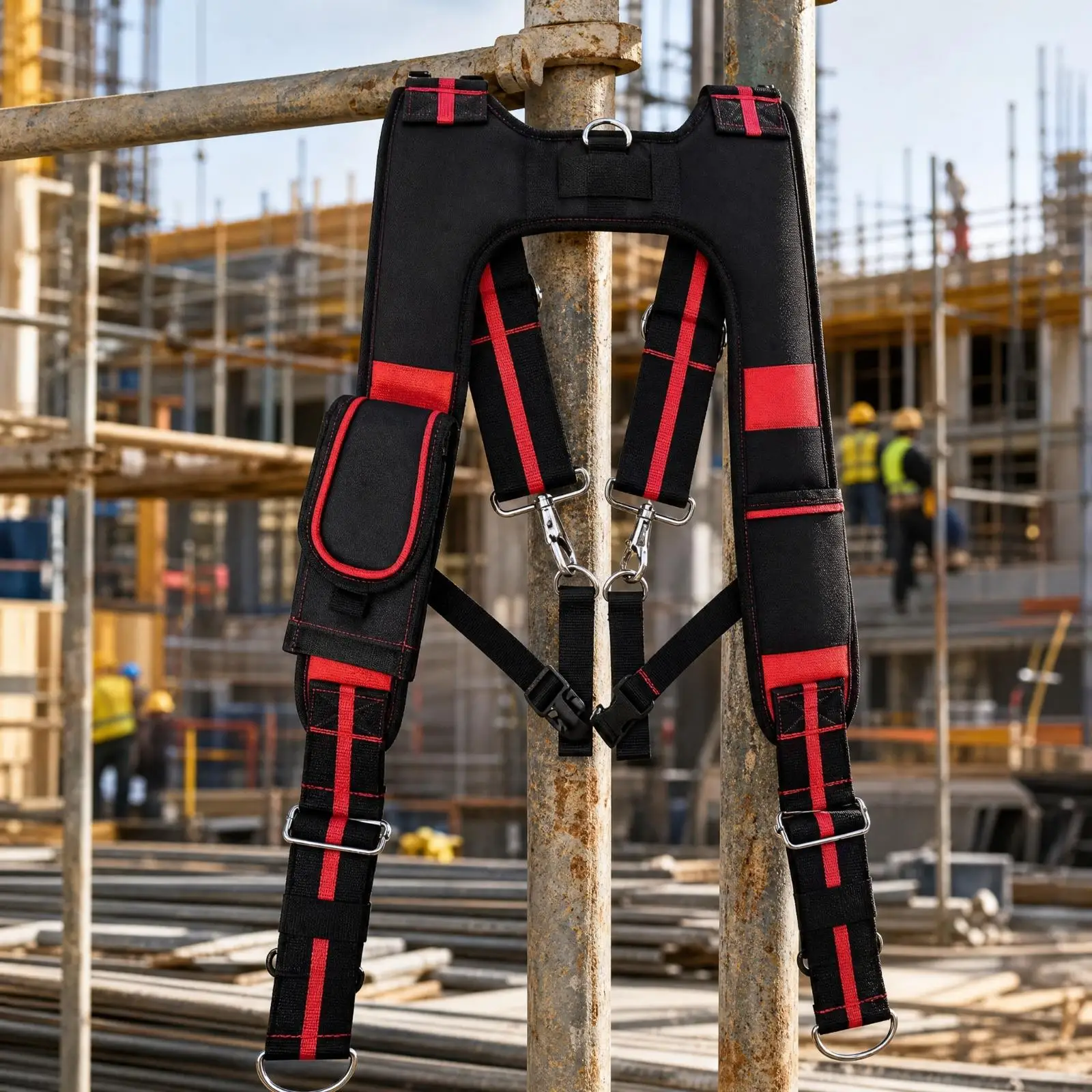 H-Shaped Tool Belt Suspender Grade Multifunctional Tool Suspender with Pockets Breathable for Construction Workers, Handymen,