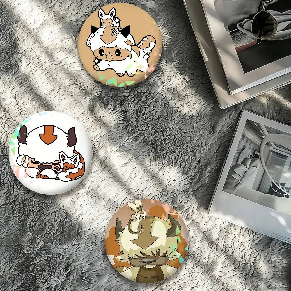 Avatar The Last Airbender Appa Momo cute Laser Badge Creative Pins Brooch for Bag Clothes Hat Decor Gifts Fans Collect