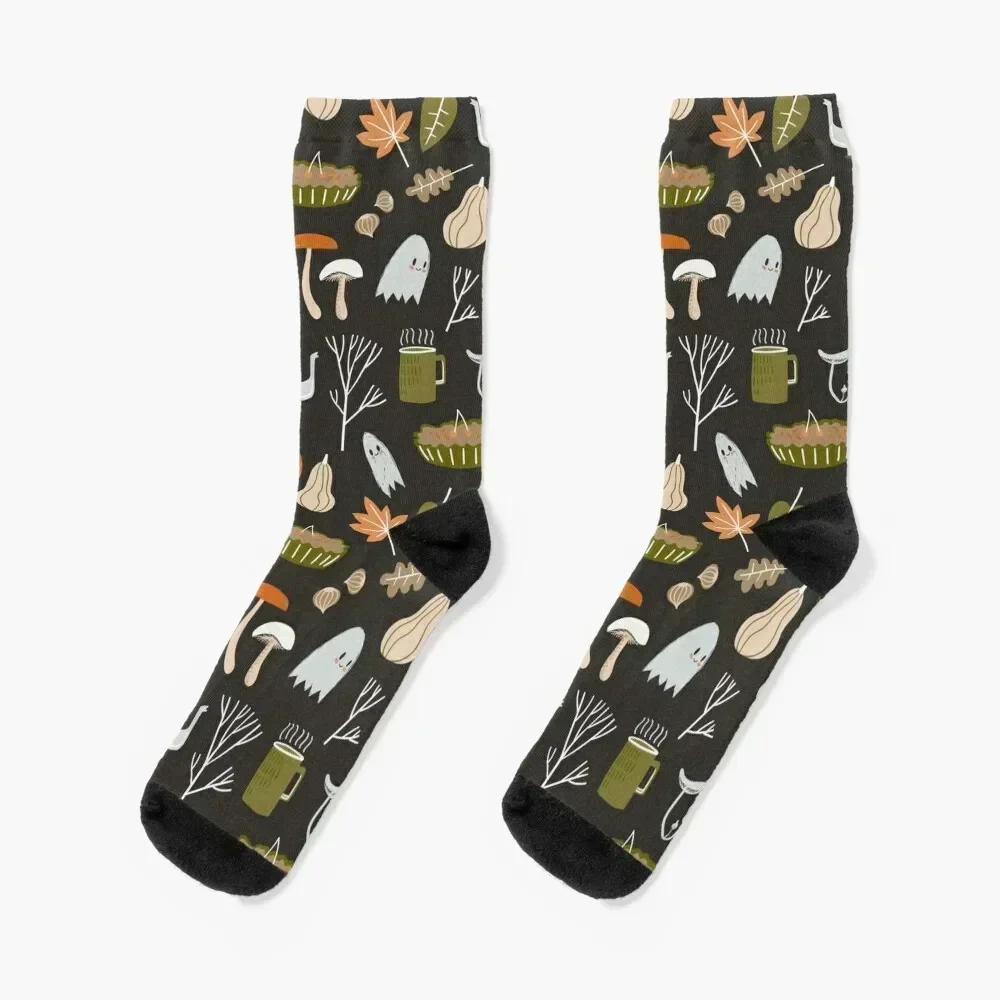 

Fall seamless pattern with cozy nature elements. Socks funny sock Children's anti-slip happy Socks Woman Men's