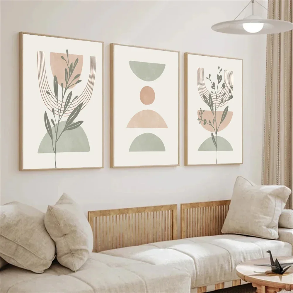 

Scandinavian Minimalist Abstract Painting Wall Art Bohemian Line Leaf Geometry Canvas Poster Prints Pictures Living Room Decor