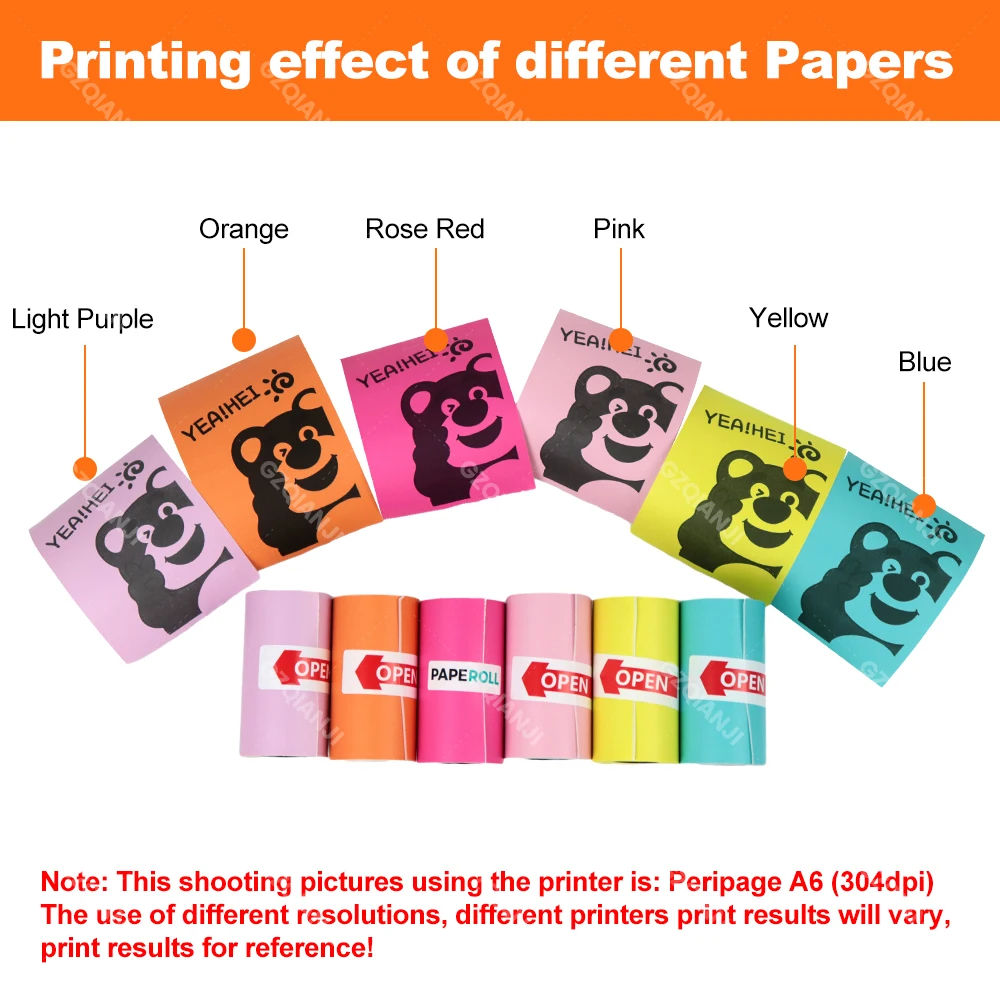 57mmx30mm Mini Printer Color Sticker Thermal Paper Label Paper Sticker Photo Papers For PeriPage Poooli 58mm width Photo Printer