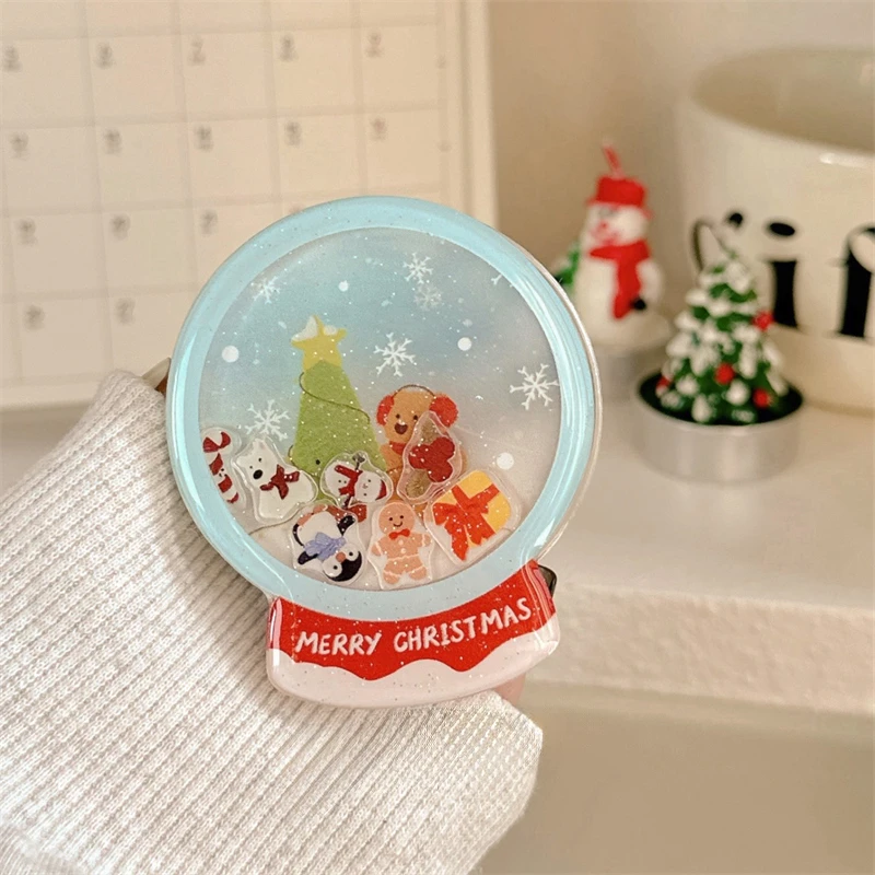 Cute Quicksand Christmas Cartoon Magnetic Holder Grip Tok Griptok Phone Stand Support For iPhone 16 15 For Pad Magsafe Smart Tok