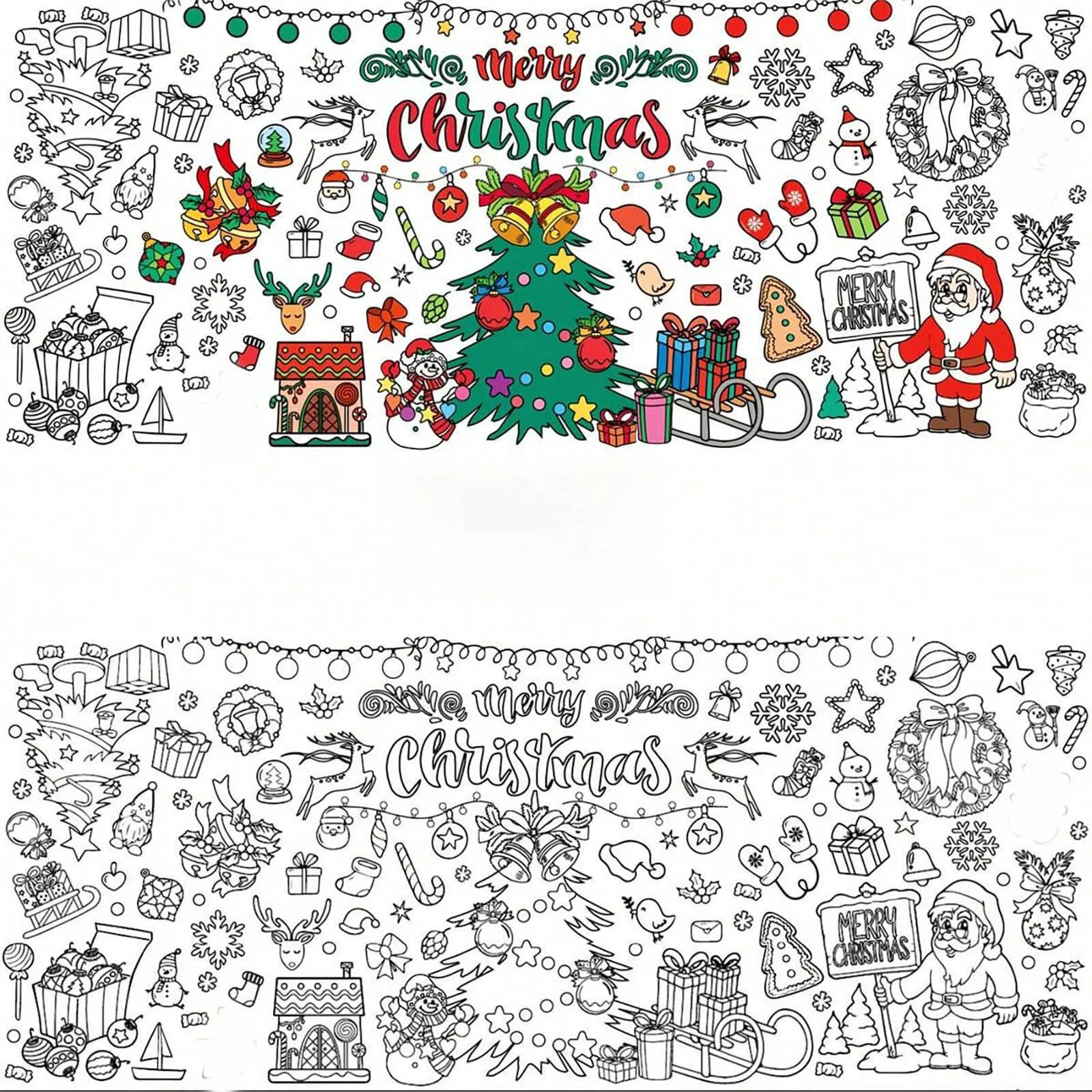 

Xmas Giant Coloring Poster Tablecloth Christmas Crafts For Kids Paper Coloring Banner Kids Gifts Christmas Party Decorations
