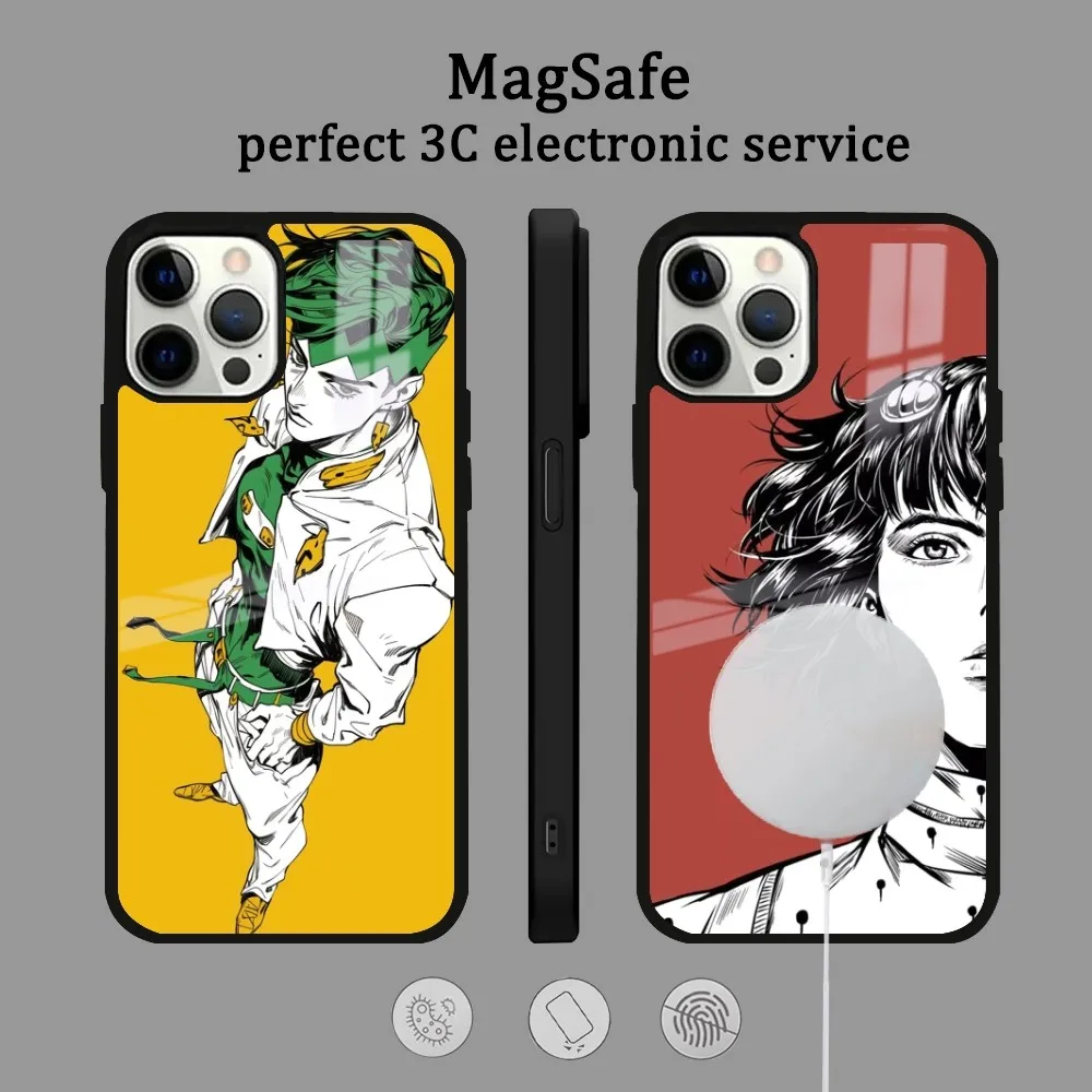

JoJos Bizarre Adventure Phone Case For IPhone 16 15 14 13 12 11 Pro Max Plus Mini Magsafe Mirror Wireless Magnetic Cover