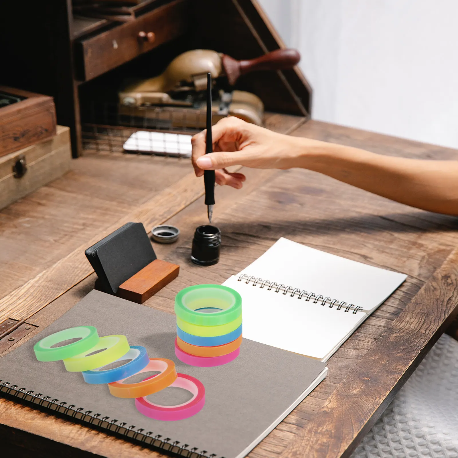 

10 Rolls Transparent Highlighter Tapes Removable Sticky Tabs for Notebooks Book Tabs Annotating Books Office School Study