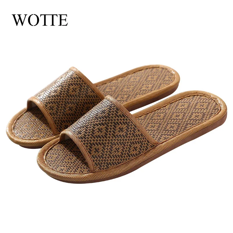 Linen Slippers Women Men Spring Autumn Home Flip Flops Thick Platform Soft Sole Slide Lady Lovers Couples Slip On Flats Shoes