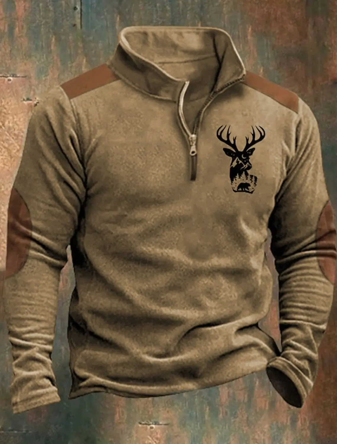 Men's Zip Sweatshirt Reindeer Printed Christmas Daily Holiday Streetwear Casual Fall Winter Clothing Apparel Hoodies Sweatshirts