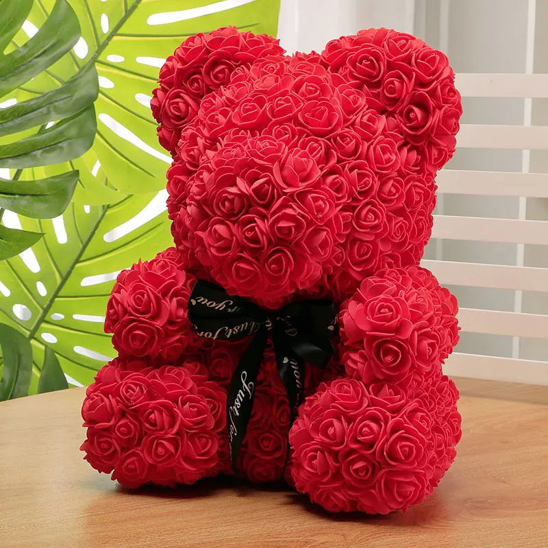 

1pcs 25cm Rose Bear Artificial Foam Rose Flower Teddy Bear Valentines Day Gift Birthday Party Spring Wedding Party Decoration