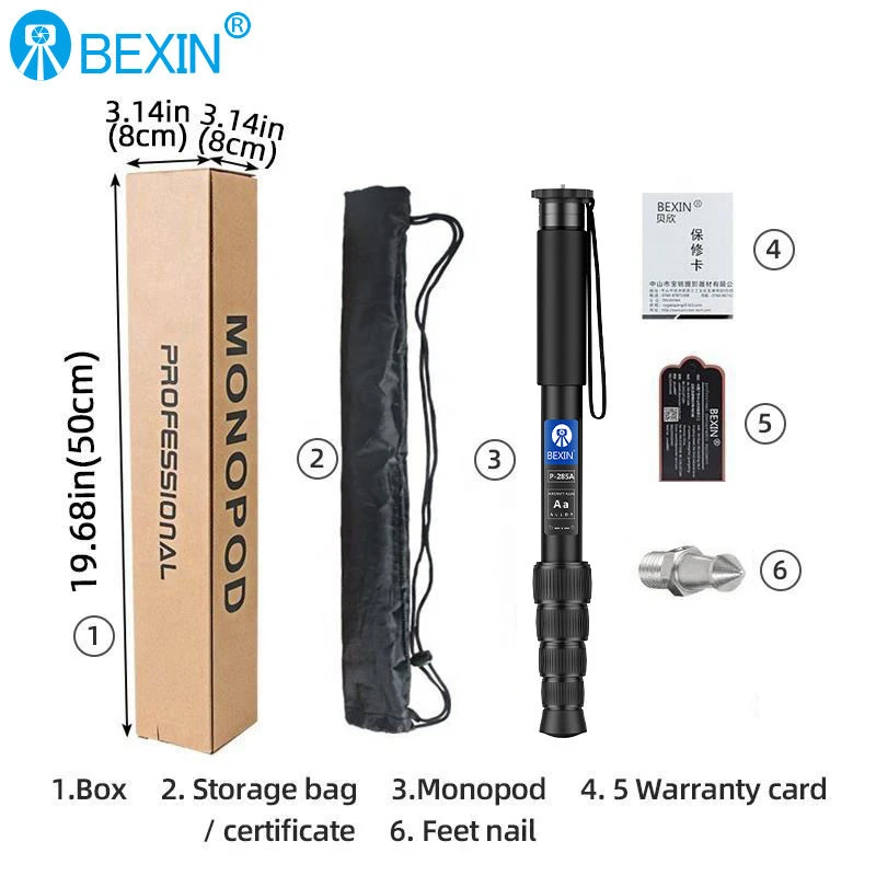 BEXIN Aluminum Monopod Travel Camera Phone Support Rod Walk Stick Lightweight Portable Flexibe Unipod Dslr Video Camera Monopod