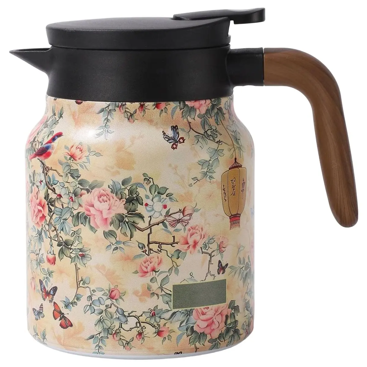 COFA 1000ml Vintage Floral Tea Stainless Steel Kettle with Infuser Tea Separation Thermal Insulation Teapot for Hot Drink B