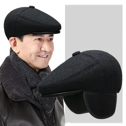 Men Winter Grandfather Man Gift Hat Middle-aged Elderly Duck Tongue Hat Dad With Ears Warm Forward Duck Tongue Cap Hot