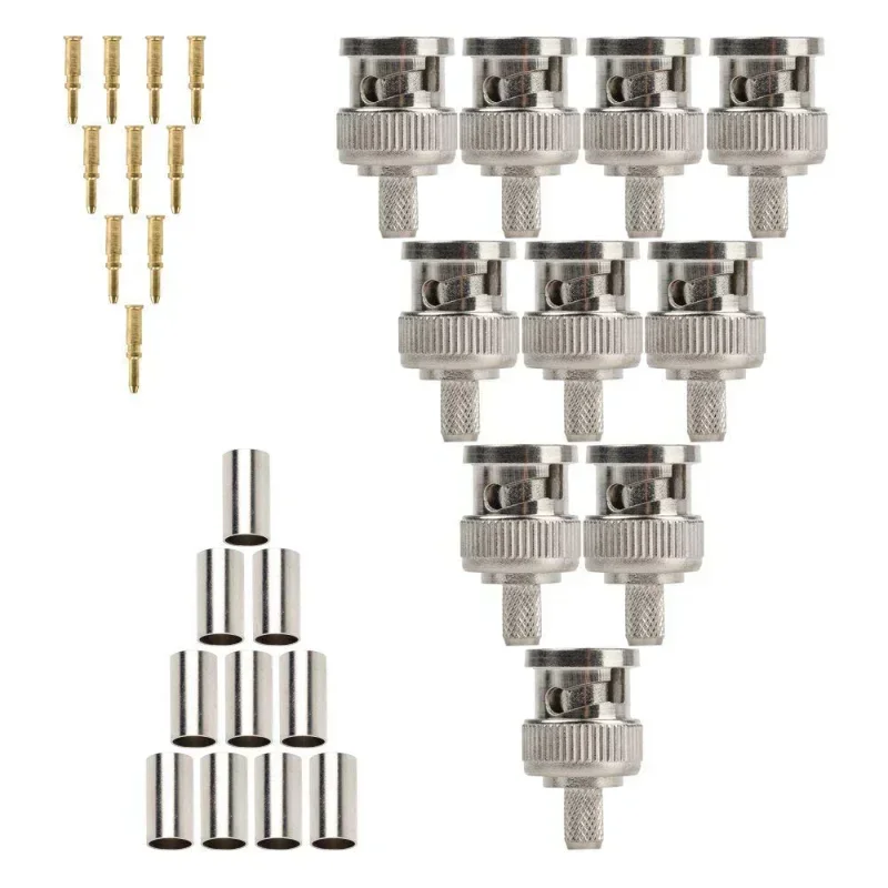 Sistema di sicurezza con connettore BNC a crimpare da 10 pezzi