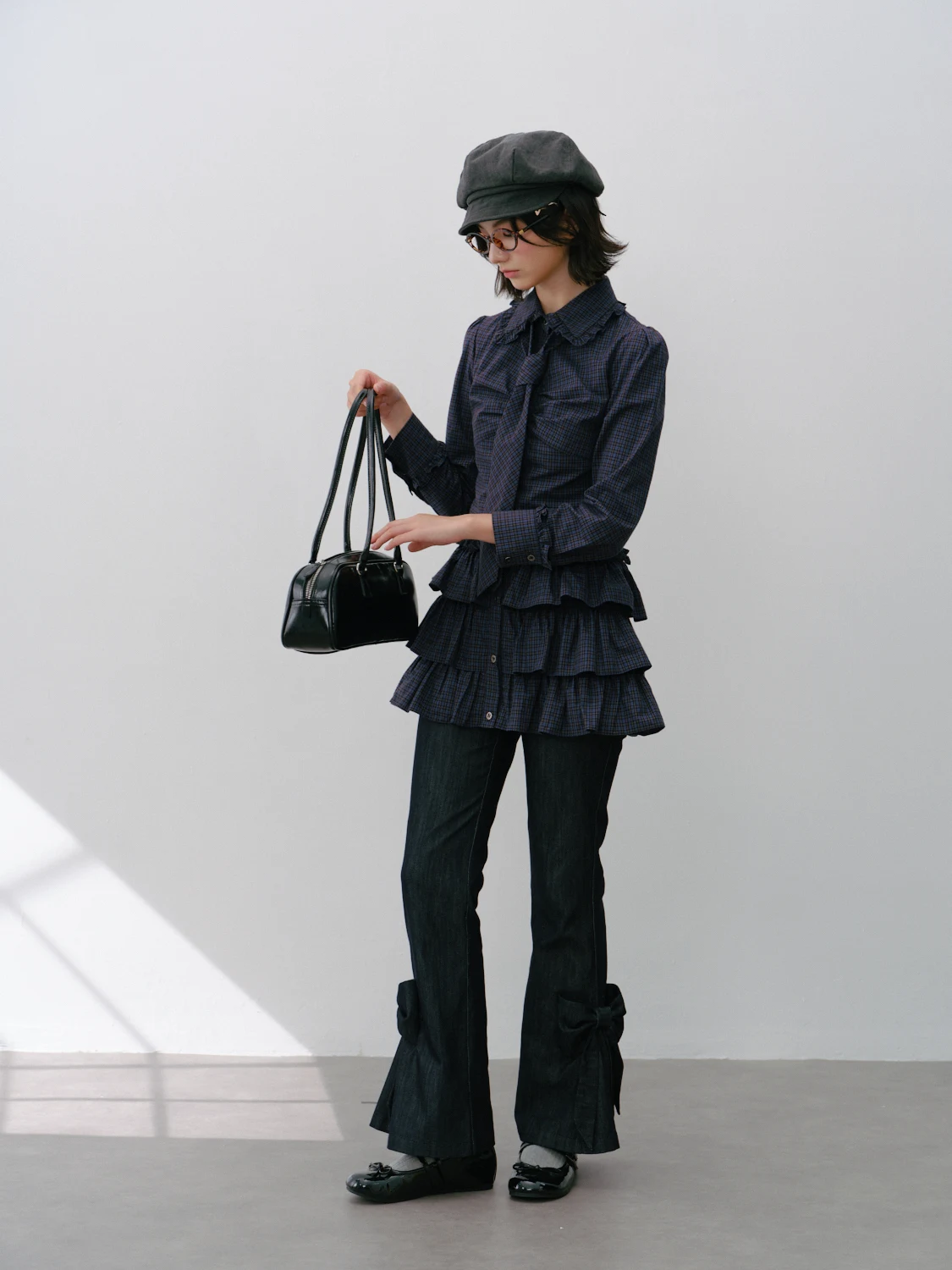 

Темно-синие джинсовые брюки с галстуком-бабочкой Ранний вкус Оригинальные повседневные длинные брюки коровьего цвета с высокой талией Cleanfit Sle Женские джинсы