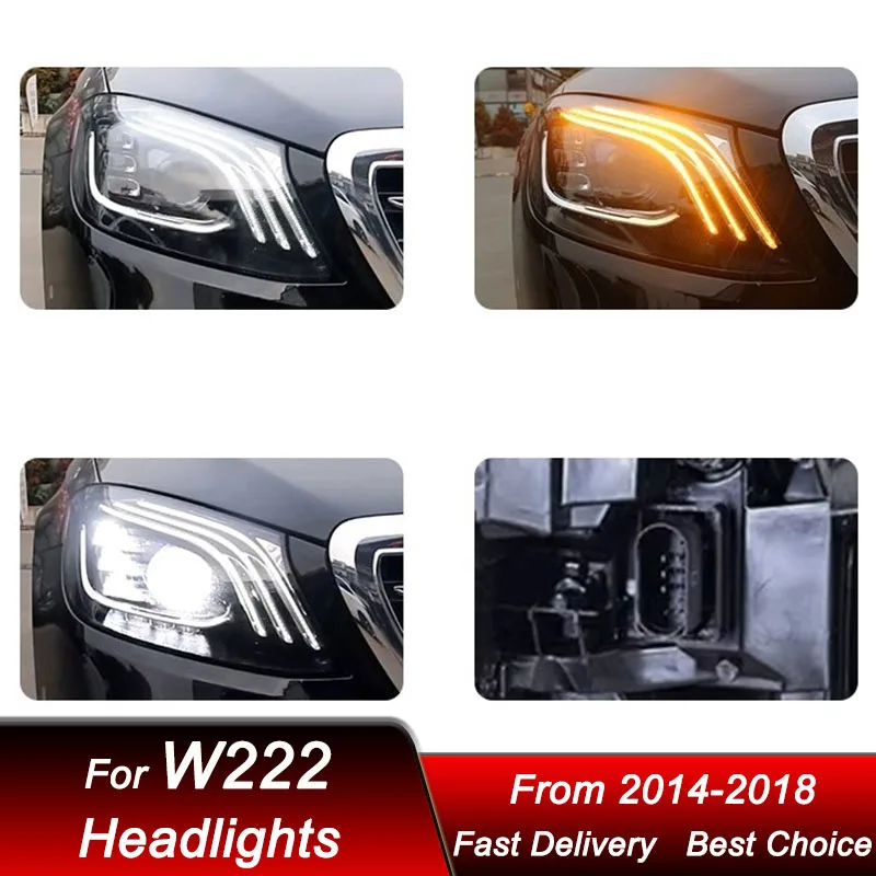 Car Headlights For Mercedes-Benz S class W222 2014-2018 Maybach style LED Auto Headlamp Assembly Projector Lens Accessories Kit