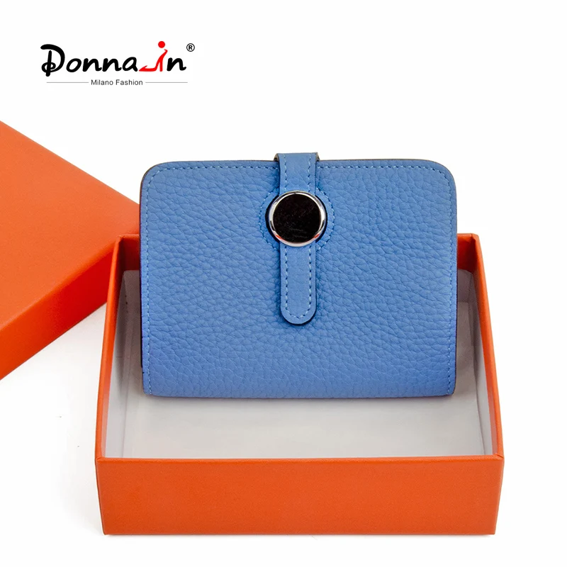 Donna-in Genuine Leather Bank Card Holder for Woman Men Real Leather High Quality Business Card Case Protective Card in Hand