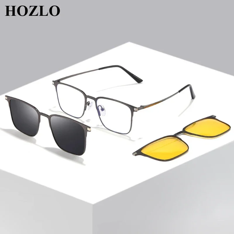 Fashion Polarized Sunglasses Magnet Clips Cover Spectacles Set Women Men Anti Blue Light Reading Glasses Driving Travel Outdoor