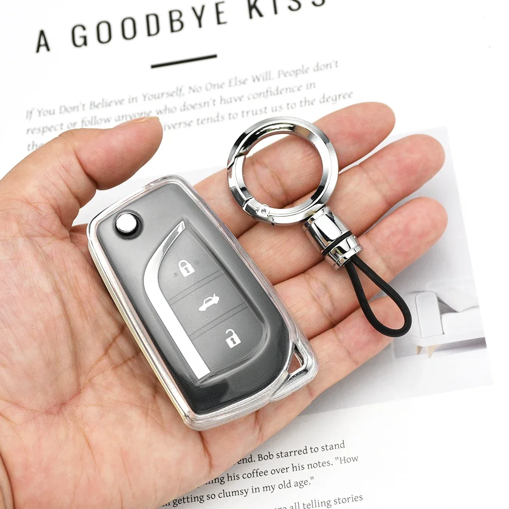 For Toyota Auris Corolla Avensis Verso Yaris Aygo Scion TC Camry RAV4 Forturner Hilux Car Key Case Cover Transparent TPU Style