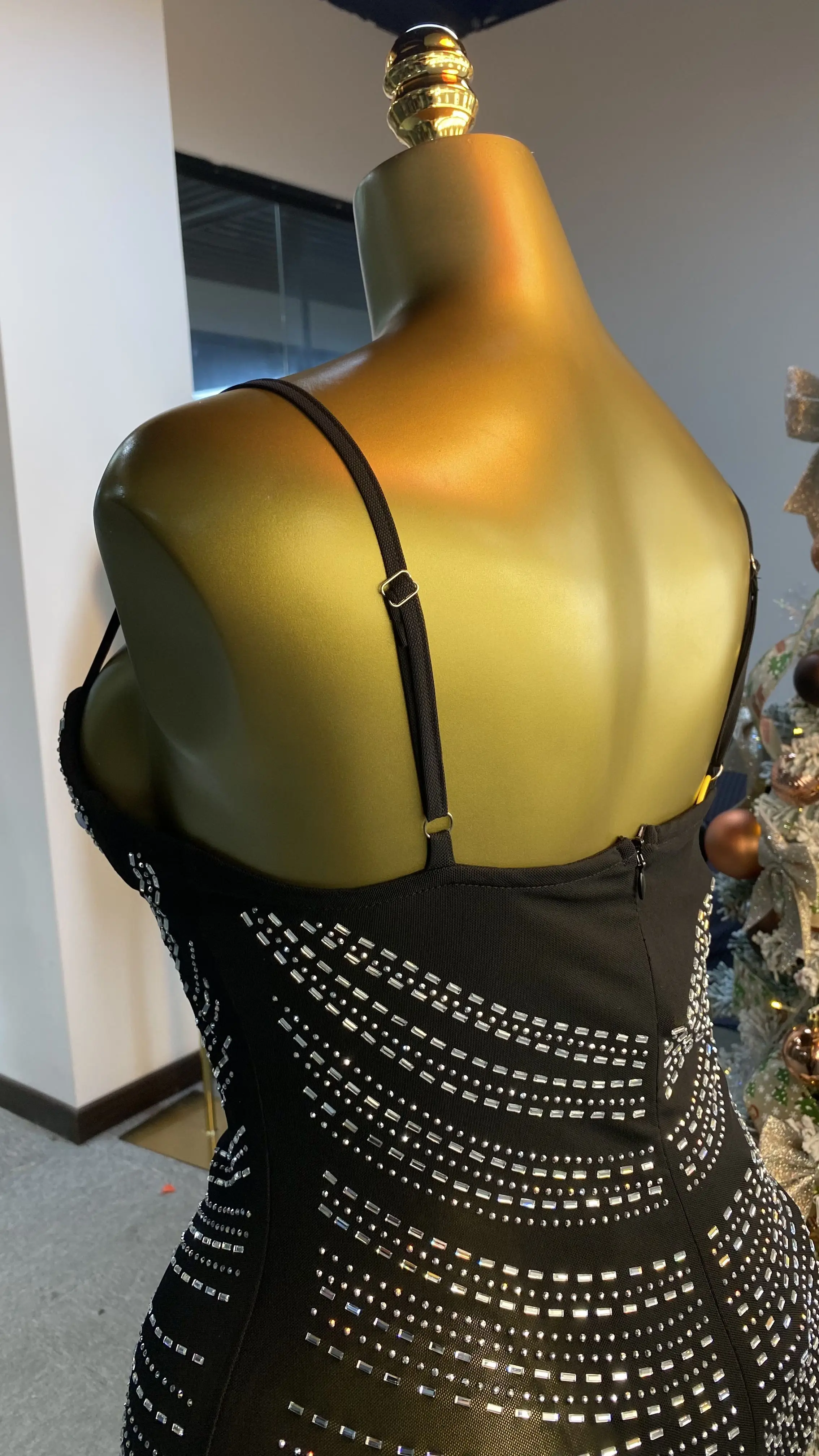 ثوب مسائي راقي من حجر الراين، فستان نسائي مطاطي مزين باللؤلؤ، درز خلفي، ثوب كرة عشاء فاخر-GZXX127