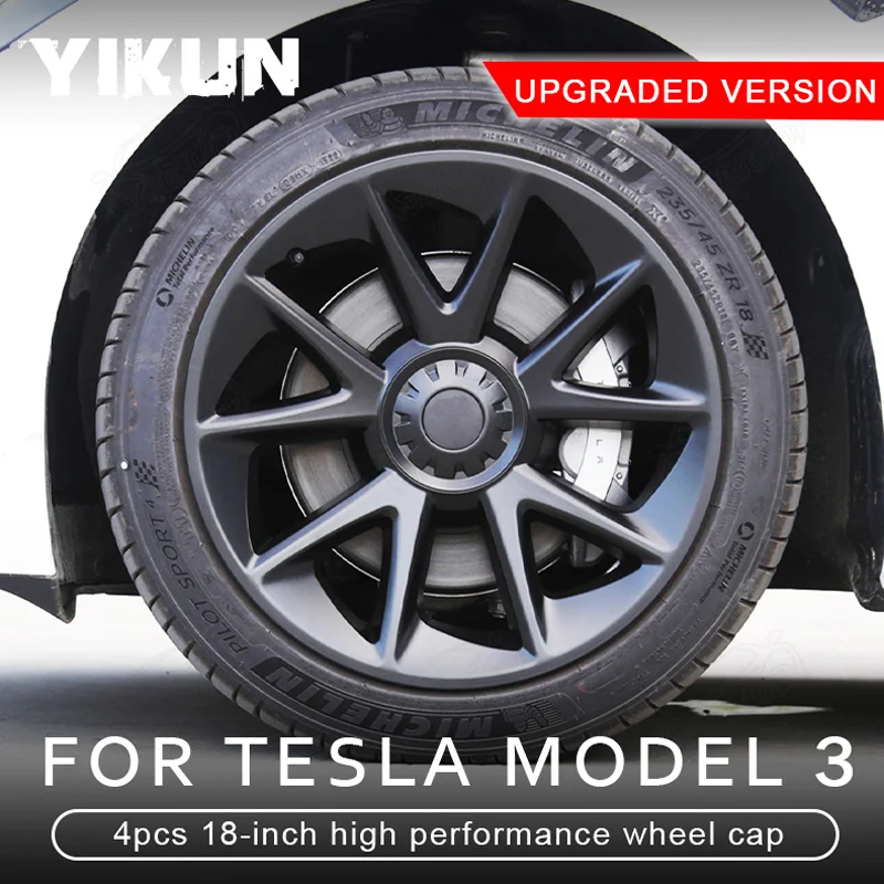 

4PCS Hub Cap Performance Replacement Wheel Cap Automobile Hubcap Full Rim Cover Accessories for Tesla Model 3 18 Inch 2018-2023