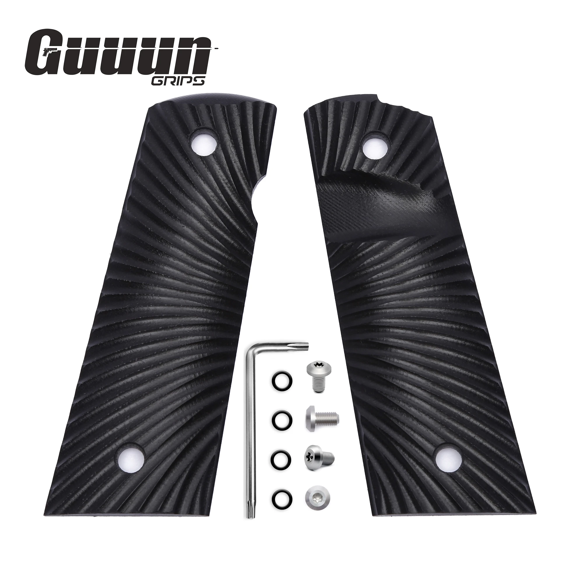 

Guuun Full Size 1911 Magwell G10 Grip Ambi Safety Cut Sunburst Texture