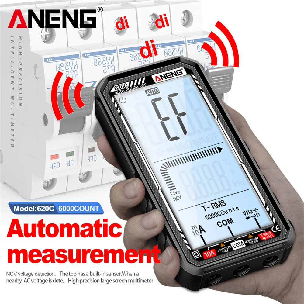 ANENG 620C Intelligence Multimeter 6000 Counts Meter Digital Built-in Lithium Battery USB Port Charging NCV Detection Test Tools