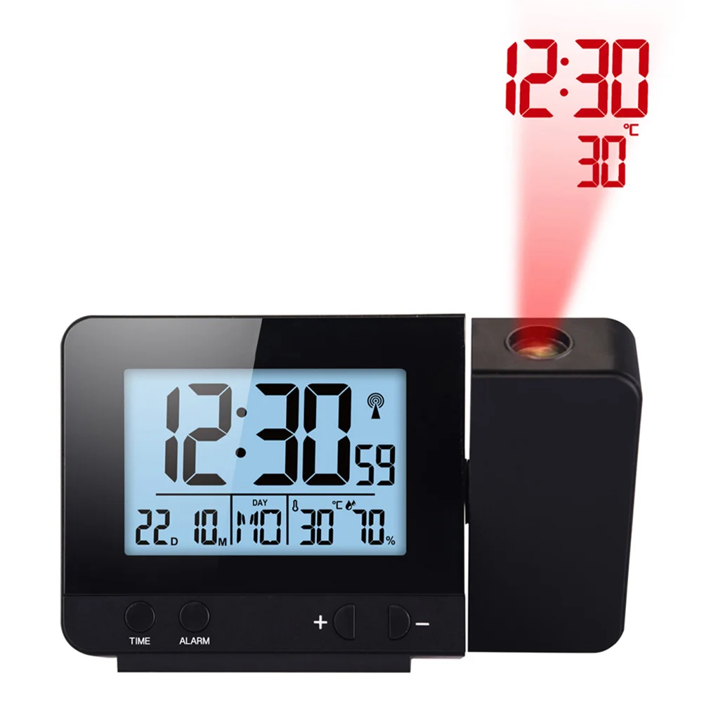 

LED Clock Black Multi-Function Alarm Clock Temperature Projection Time Date Week Display USB Powered Powered Home Office