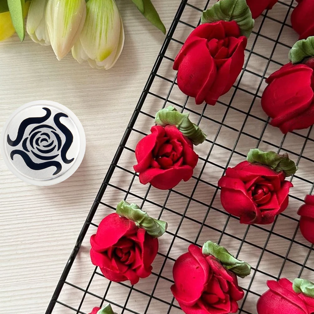 Stainless Steel Rosebuds Pattern Icing Piping Nozzle DIY Pastry Cake Decorating Tips Cream Nozzle Cupcake Baking Tool