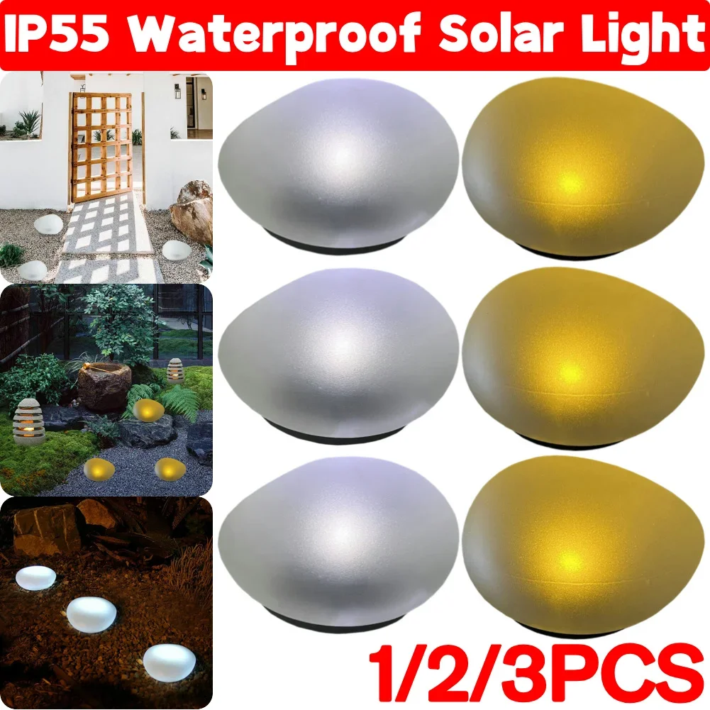 

Outdoor Landscape Light IP55 Waterproof Garden Lawn Light Optical Control Solar Cobble Stone Lamp Last Up To 8H for Park Balcony