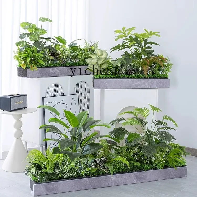 

ZYA Artificial Green Plant Landscaping Combination Display Tropical Plant Partition Indoor Decoration Flower Box Planter