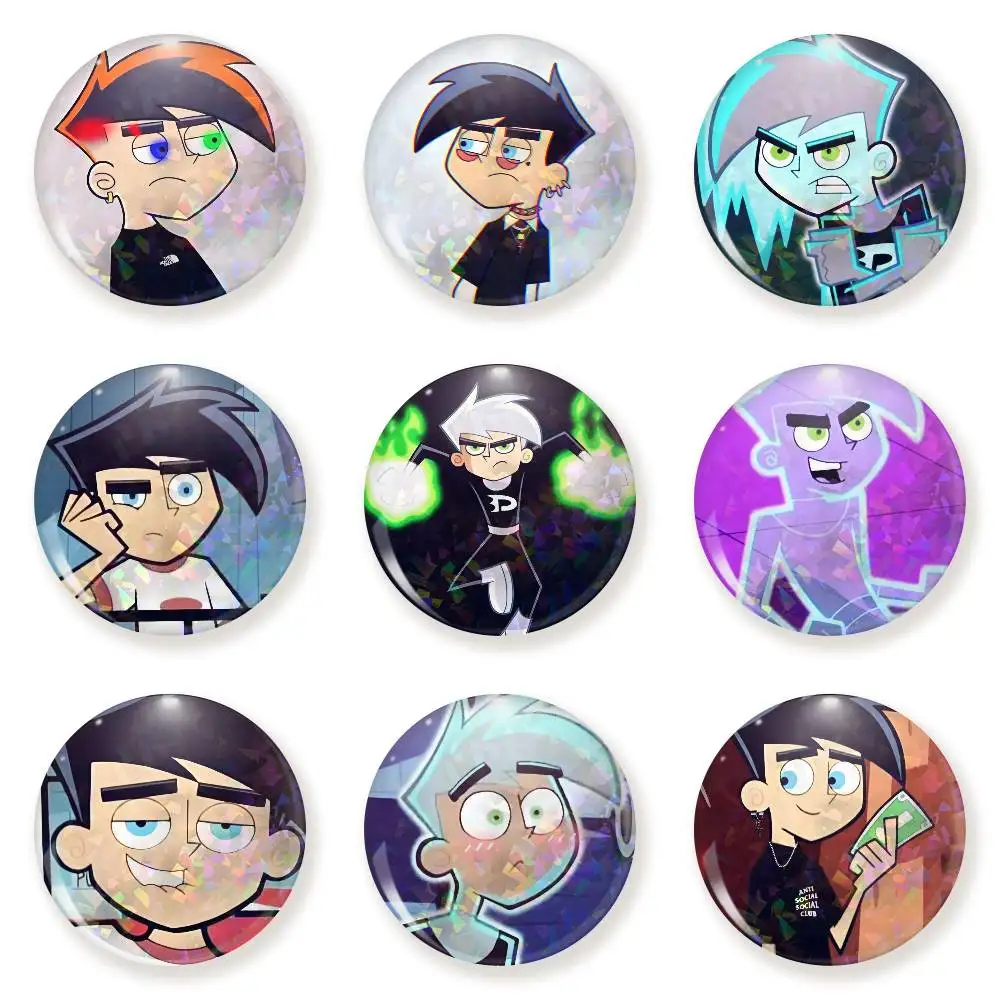 Danny Phantom Tinplate Brooch Figure Icon Badge Handmade Brooches For Backpack Clothes Decoration