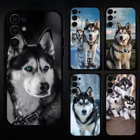 Husky Dog Siberian Phone Case For Samsung S25,S24,S21,S22,S23,S30,Ultra,S20,Plus,Fe,Lite,Note,10,9,5G Black Cover