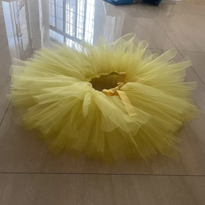 Handgefertigter gelber Tutu-Rock für Mädchen, Kinderkostüm, flauschiger Ballett-Tanzrock, Geburtstagsparty-Kleidung für Kinder – Detail 3