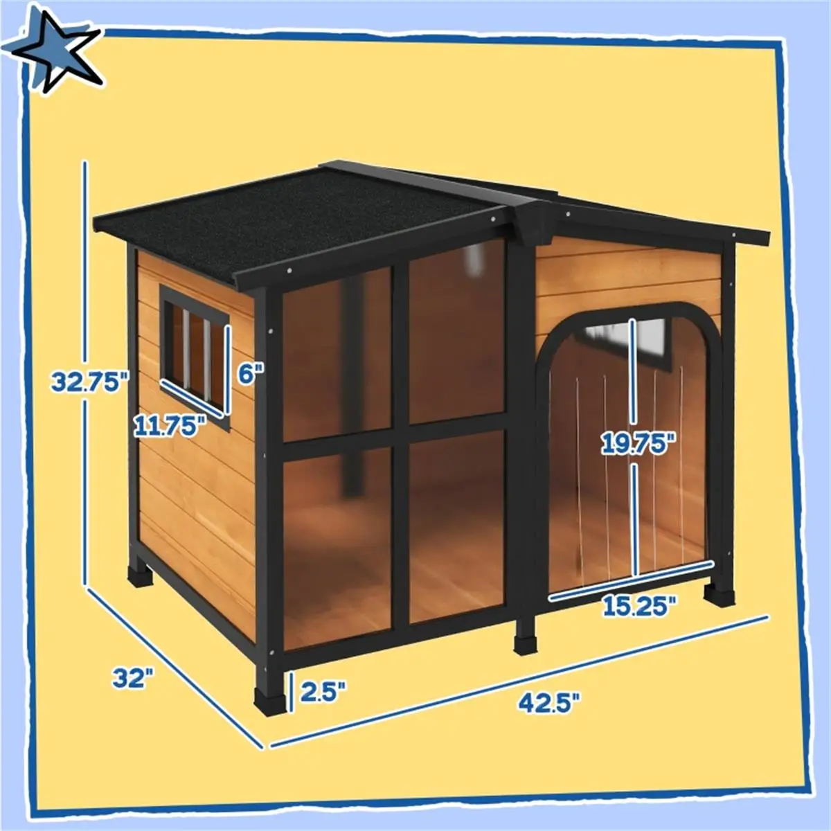 Natural Pet Dog House - Eco-Friendly Outdoor Shelter for Dogs | Fast Shipping