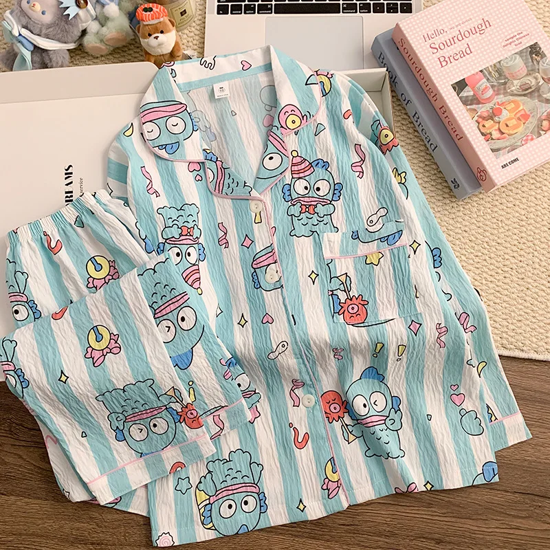 Хлопковые детские пижамы Sanrio с героями мультфильмов Hangyodon Pochacco, комплект из двух предметов, милый домашний костюм для девочек, пижамы для мальчиков, стиль для родителей и детей