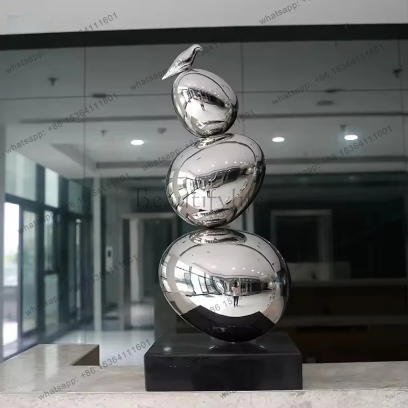 Stainless steel office Front desk Hotel Lobby Living room Conference Hall Corridor desktop Egg shape sculpture art decoration