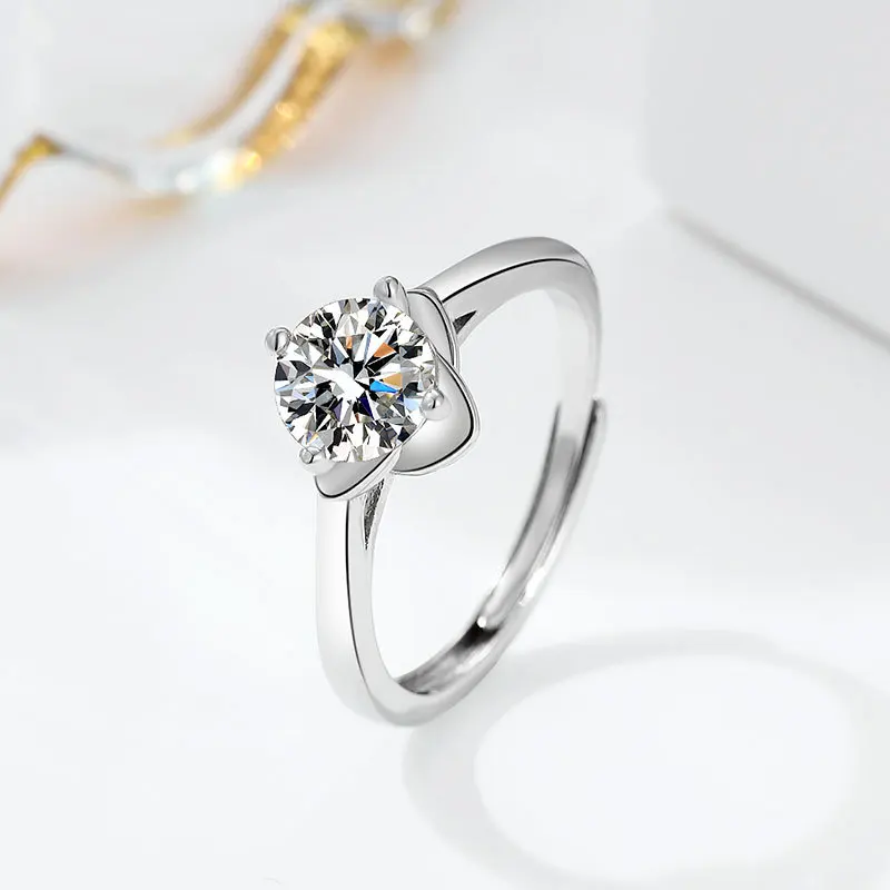 1pc 3A Zirconia Snowflake Twist Shank Ring Women Lux 1ct 6-Prong Open Set All Occasion Wear Perfect Gift for Loved Ones