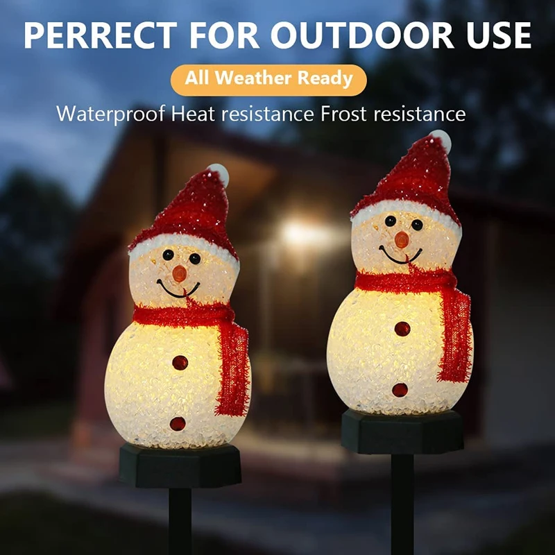 1/2/4Pcs Christmas Snowman Solar Light Outdoor Waterproof LED Lamp Winter Lawn Garden Decoration Yard Pathway Crossing Lights