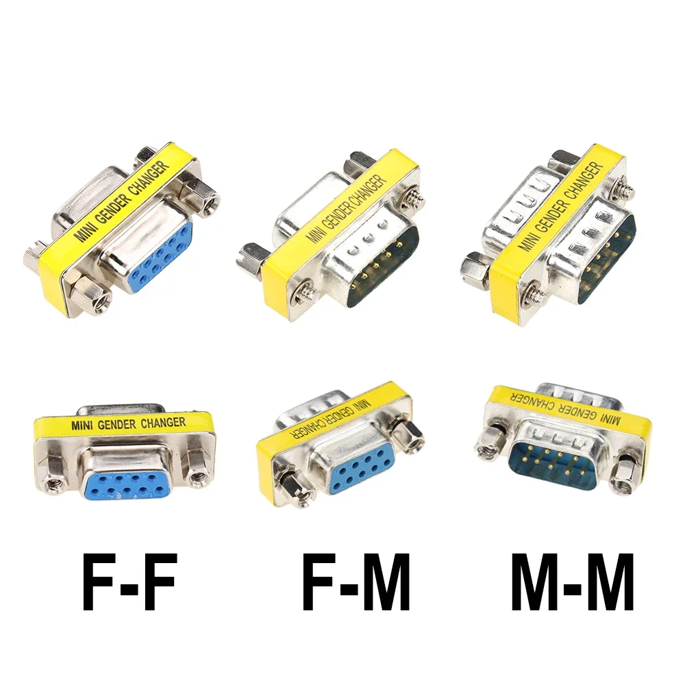 DB9 Mini Gender Changer Adapter Converter RS232 Com D-Sub To Male Female VGA Plug Connector 9Pin Port Socket