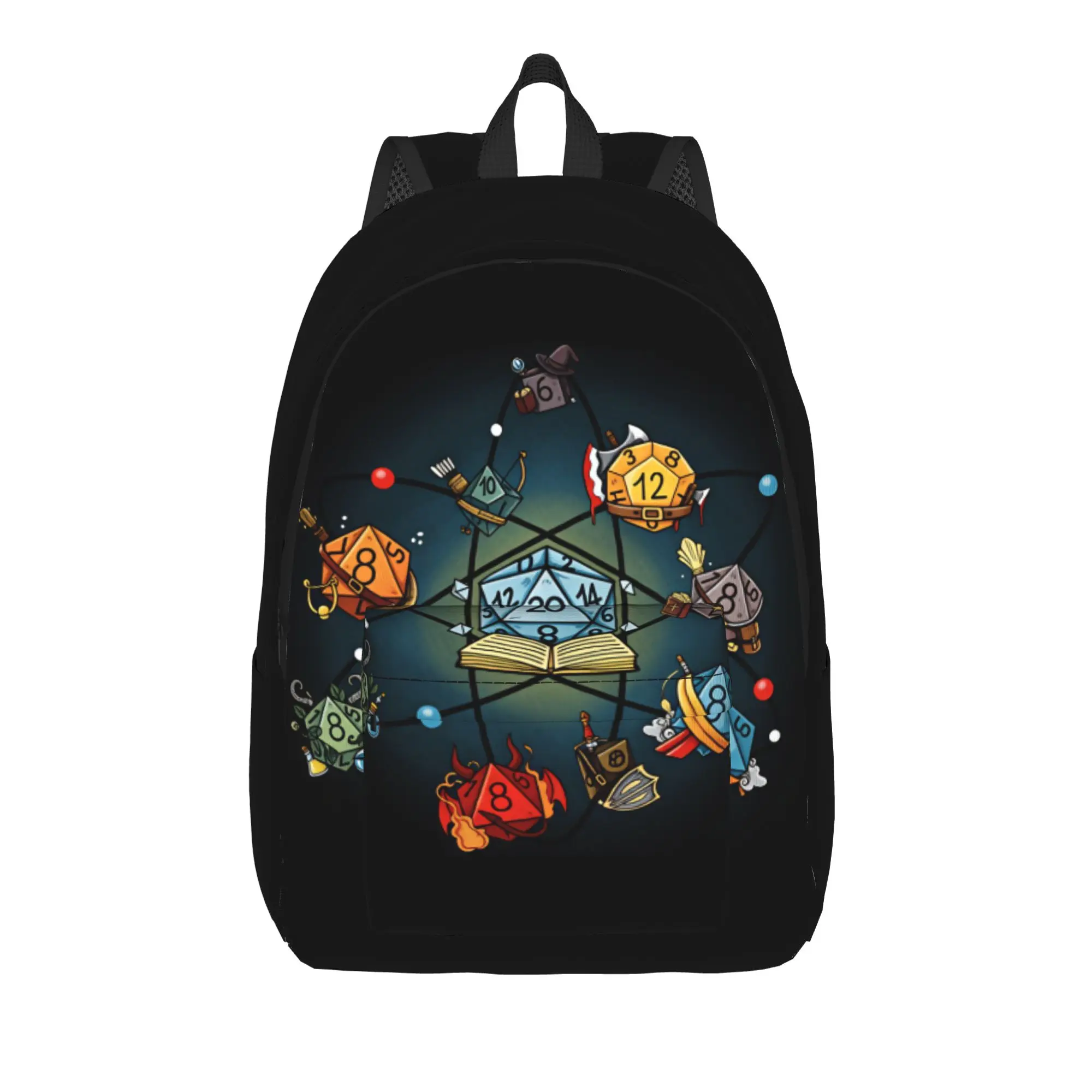 Medieval Dragon And D20 Dice Dnd Backpack  Travel Backpacks Women Aesthetic High School Bags Custom Soft Rucksack
