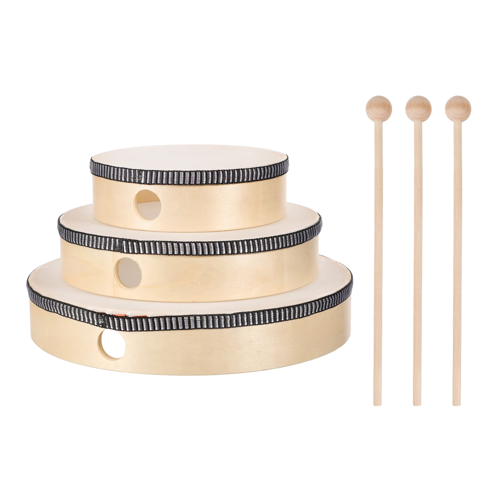 

6Pcs Hand Drum Set Wood Frame Premium Percussion Musical Instrument Early Education for Hand Brain Coordination and Rhythm