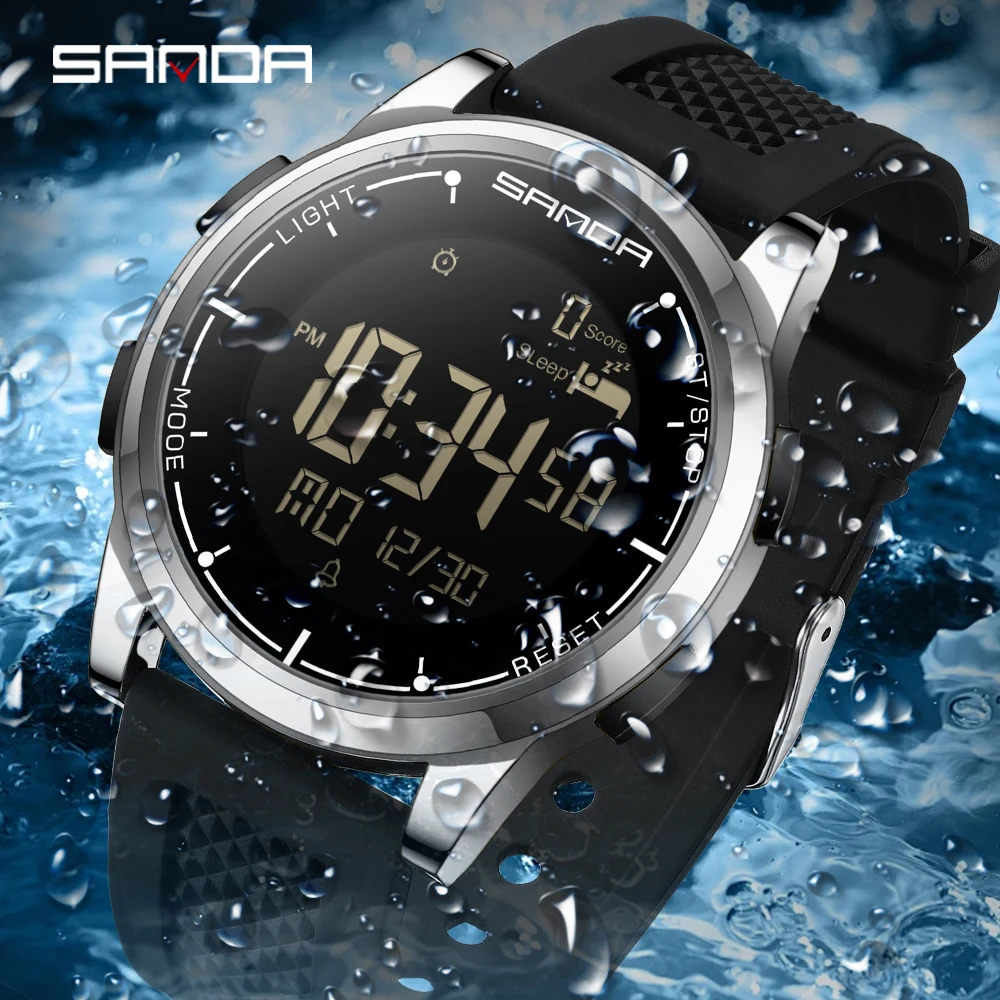 SANDA 9064 Outdoor Sports LED Watch Stopwatch Calorimeter Step Electronic Watch Sleep Monitoring Digital Electronic Watch